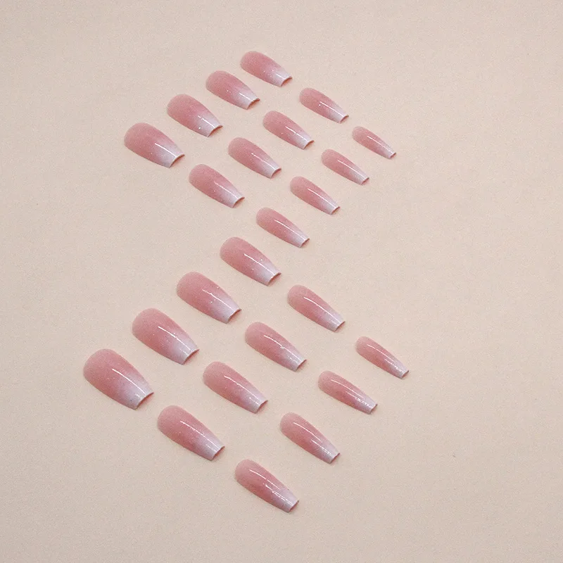 24 pieces of French minimalist diamond nails, pressed nails, women wearing nails, with 1 jelly and 1 nail file image 2