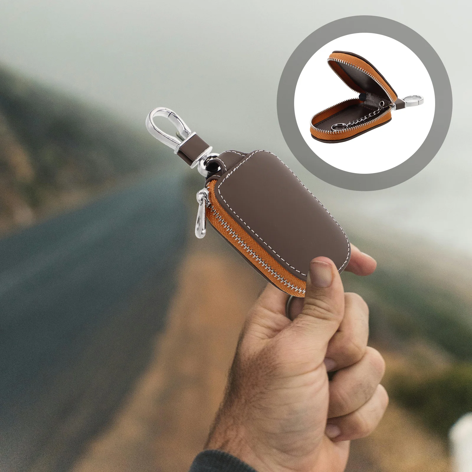 

Premium Key Holder Pouch Zipper Closure Sturdy Key Case for Remote Car Keys Fashionable Keychain Bag for Daily Use