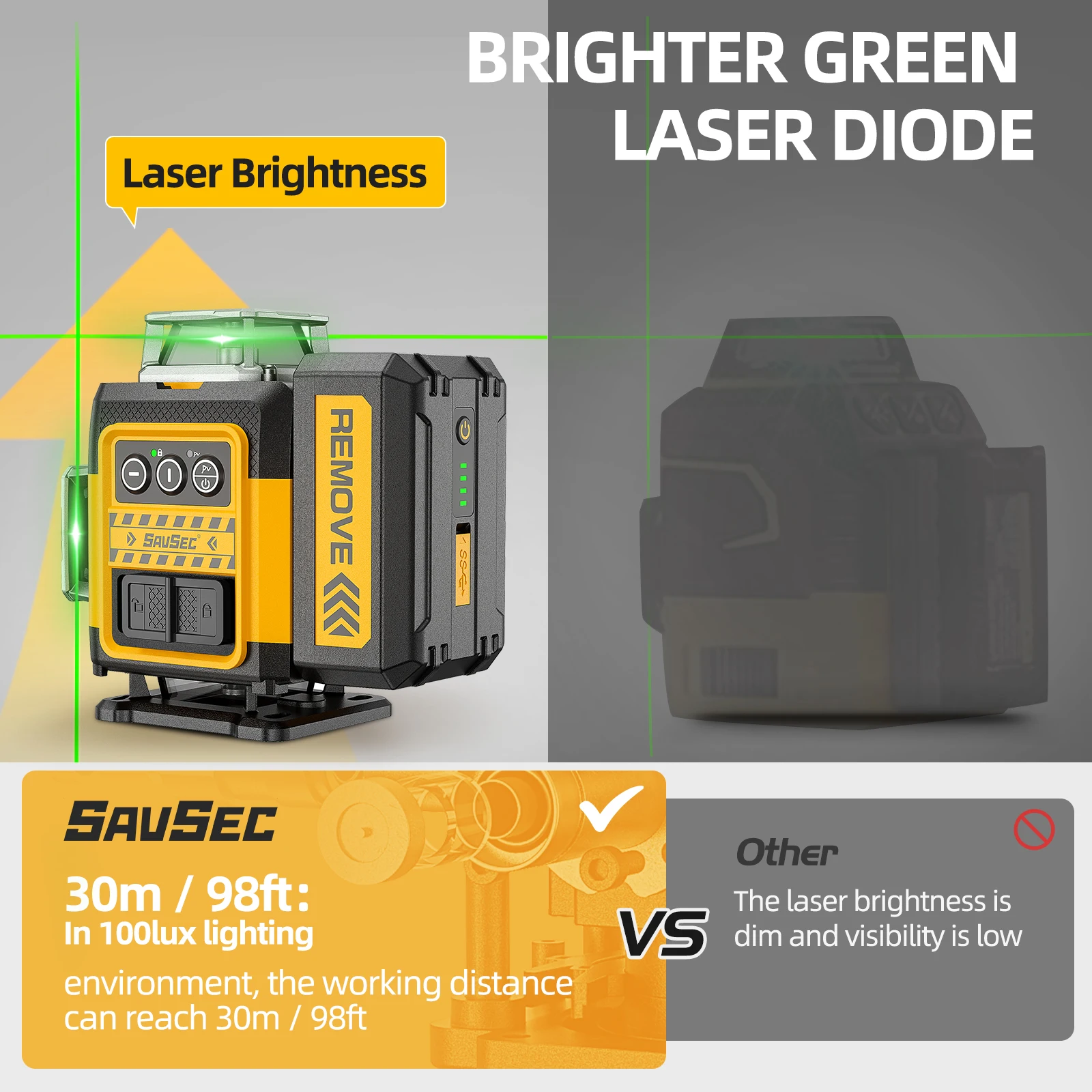 SZ04CG 16 Lines Laser Level Green 360 Outdoor Self Leveling With Laser Diode Brighter Large Capacity Battery