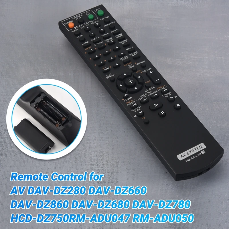 Remote Control For SONY AV DAV-DZ280 DAV-DZ660 DAV-DZ860 DAV-DZ680 DAV-DZ780 HCD-DZ750 RM-ADU047 RM-ADU050