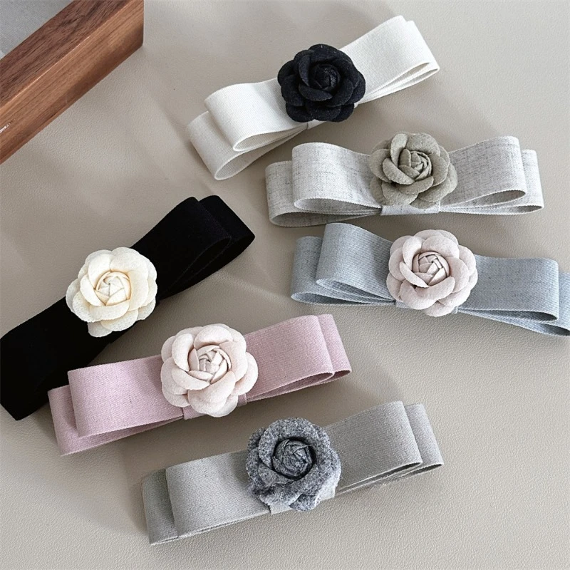 Korean Fabric Camellia Hair Clips for Women Girls Elegant Flower Spring Clip Ponytail Hair Bows Clip Headpiece Hair Accessories