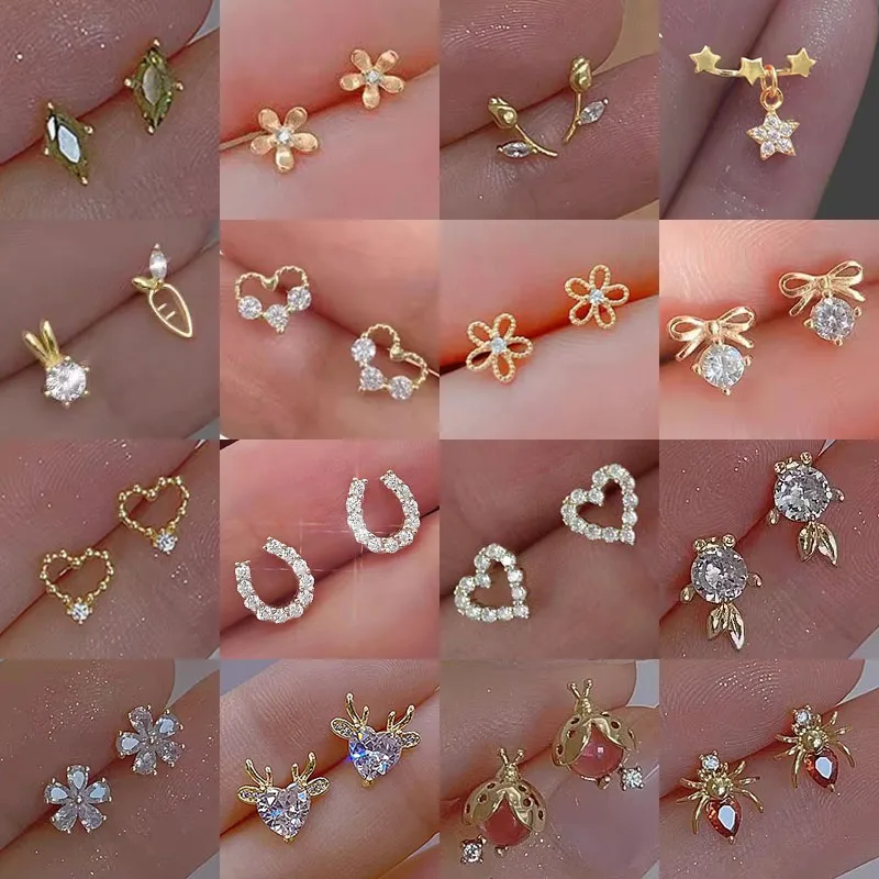 Pendientes coreanos exquisitos de libélula, corazón y mariposa para mujer, pendiente con pasador de circón ostentoso, joyería dulce para fiesta de boda para chica, Brincos