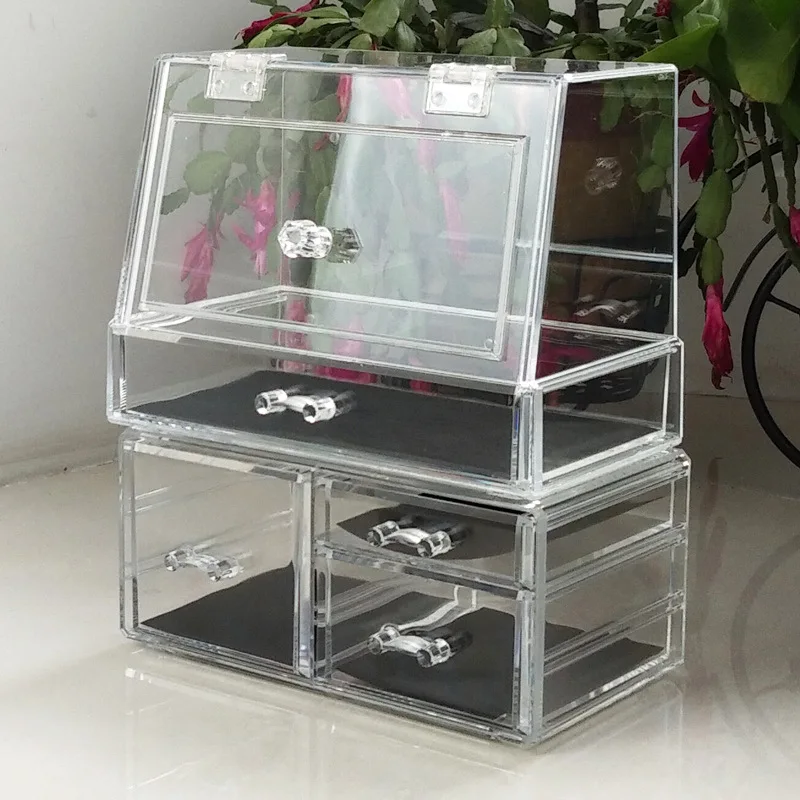 

Bedroom cosmetics storage, dustproof, transparent acrylic skin care products, clamshell box, desktop storage shelf, dormitory st