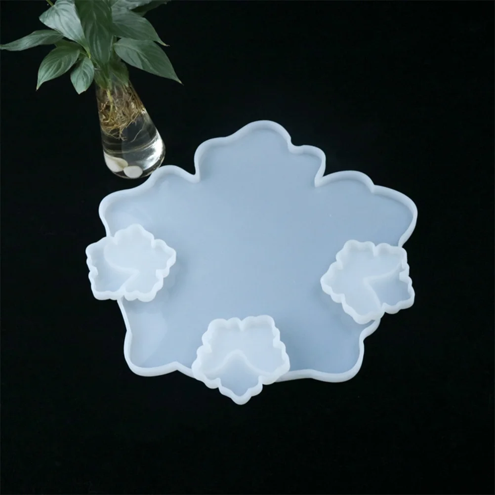 Coaster Mold Home DIY Coasters Base Molds Mirror Surface Pendant Cup Bottom Seat Flower Shaped Silicone Epoxy White Making