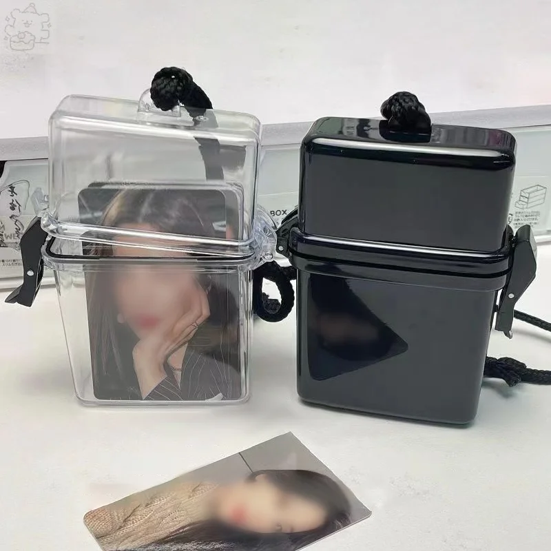 Waterproof Halterneck Transparent Card Storage Box,Photo Collect Holder, Can Hold 40-50 Cards