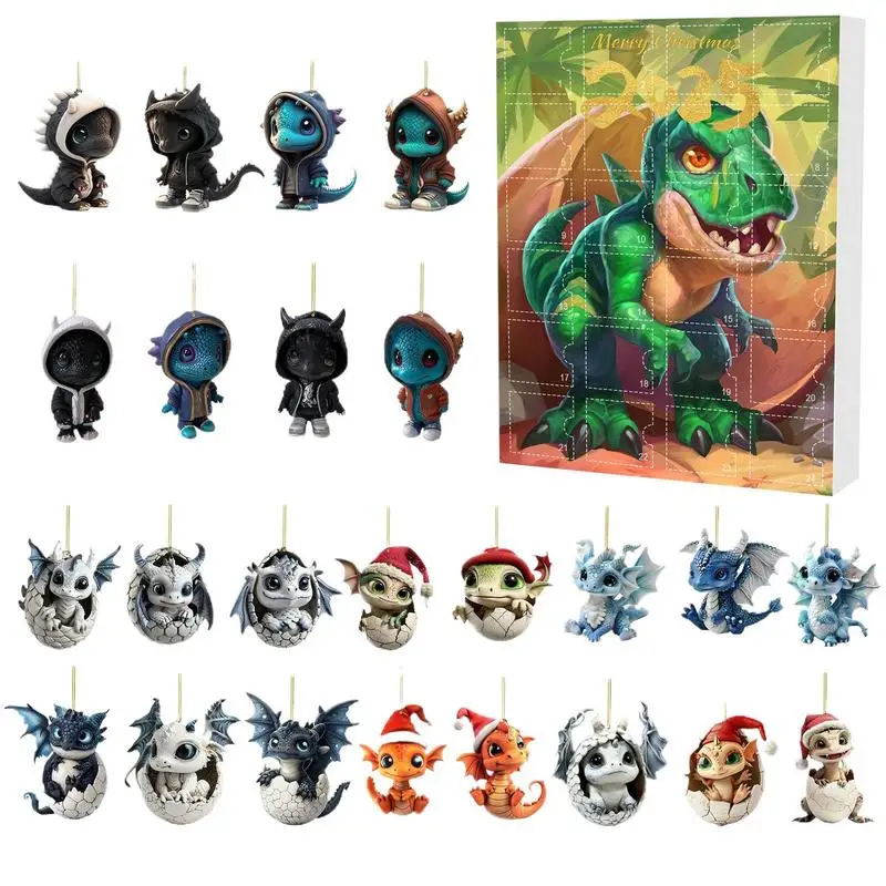 Dragon Christmas Advent Calendar  24 Days Of Vacation Advent Calendar Pendant  2D Advent Calendars Dinosaur Pendant Toy For Teen