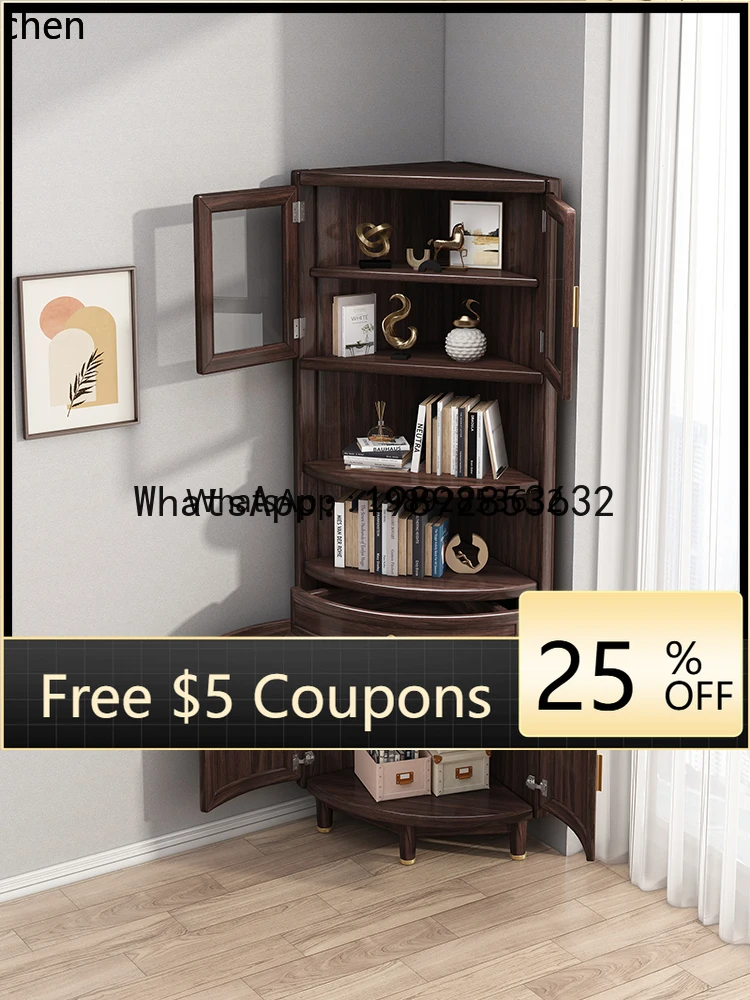LYY Solid Wood Corner Cabinet Purple Sandalwood Simple Living Room Triangle Storage Rack Modern Bedroom Corner Storage Cabinet