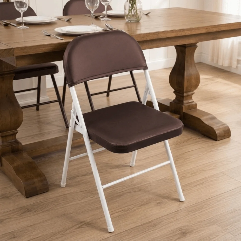 2PCS PU Leather Folding Chair Cover Square Waterproof Elastic Seat Slipcover Removable Dust-proof Split Chair Cover
