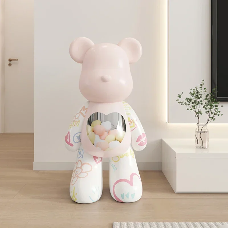 

Home Decor Sculptures & Figurines Decoration Accessories Love Graffiti Bear Floor Decoration Living Room Resin Animal Statues