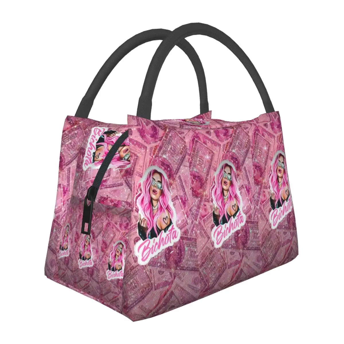 Karol G Happy Valentines Day Insulated Lunch Bag for Women Bento Storage Food Boxes Leakproof Container Cooler Thermal Lunch Box