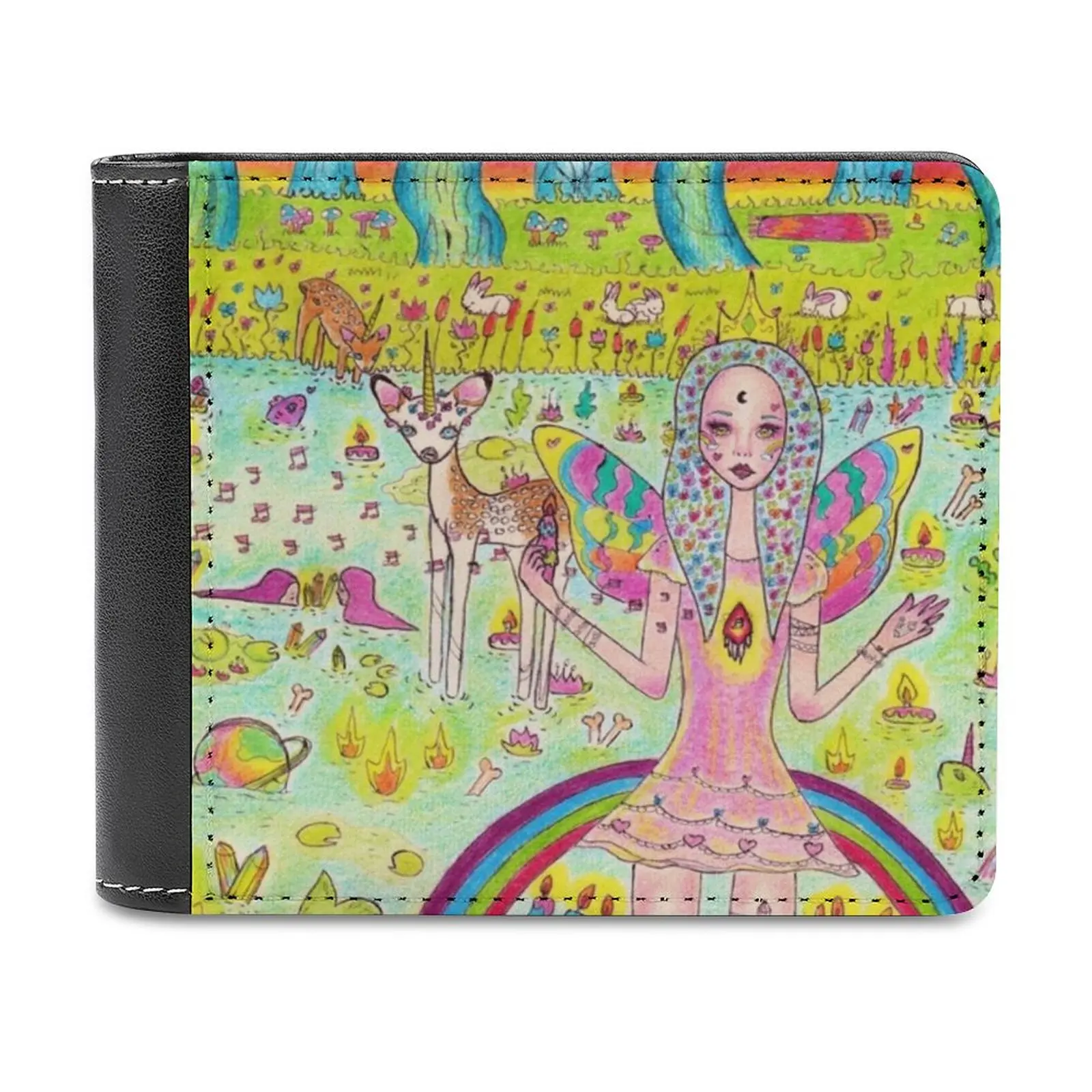 

Goddess Of Opal Lake Leather Wallet Men's Wallet Diy Personalized Purse Father's Day Gift Pastel Goth Pastel Goddess Hippie