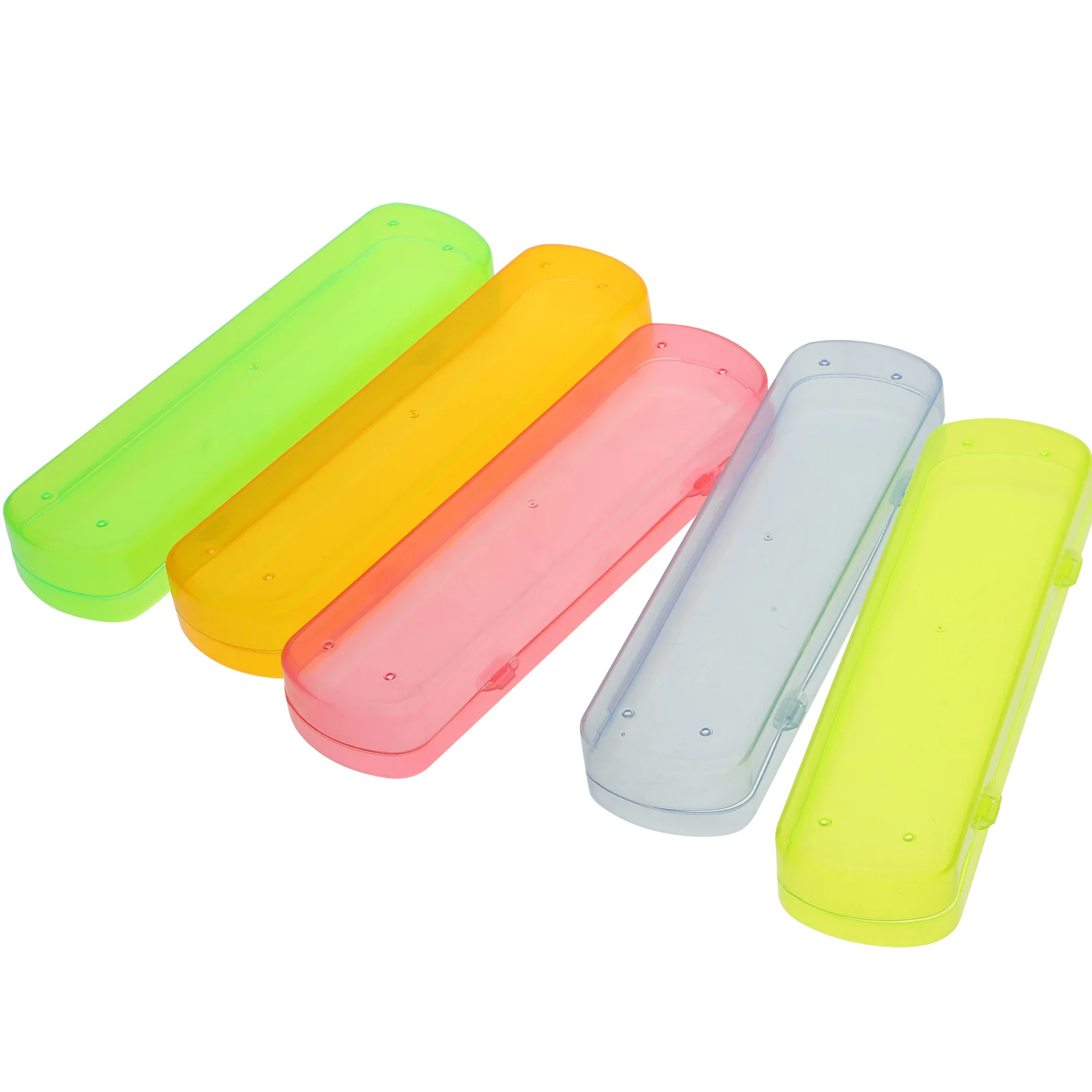 5pcs Portable Candy Color Toothbrush and Toothpaste Storage Travel Wash Case PP Transparent Holder Box for Traveling Camping (Ye