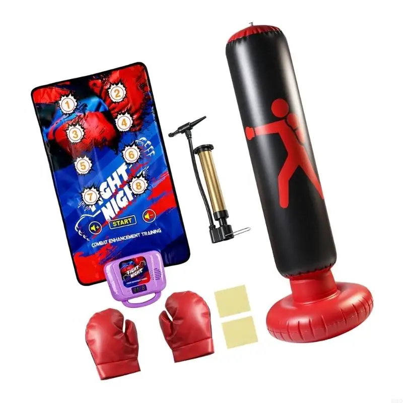 Kinder-Boxset mit elektronischem Pad, aufblasbarem Standsack, Handschuhen und Handpumpe für aktives Spielen Innenbereich und – Detail 4