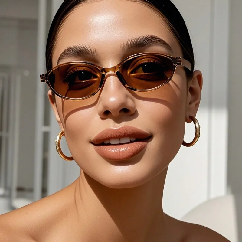 3pcs European and American retro oval small frame women's fashionable sunglasses, personalized trendy glasses image 3