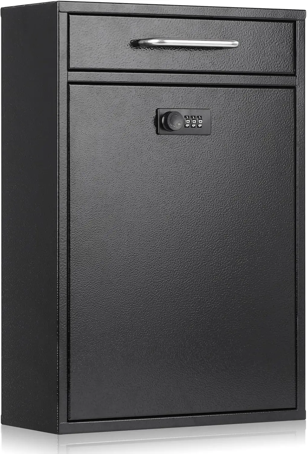 

Wall Mount Mailbox with Combination Lock, Large Capacity Black Metal Locking Mailbox for Outside, 17.6x12.2x5.7 Inches