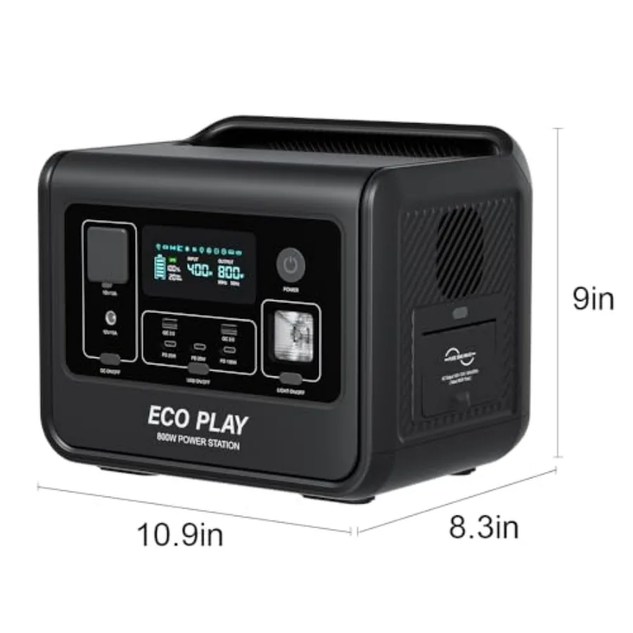 EP800 Portable Power Station 512Wh LiFePO4 Battery Solar Generator with AC 800W 1200W Max Output Fast Charging in 1.5H 8 Output