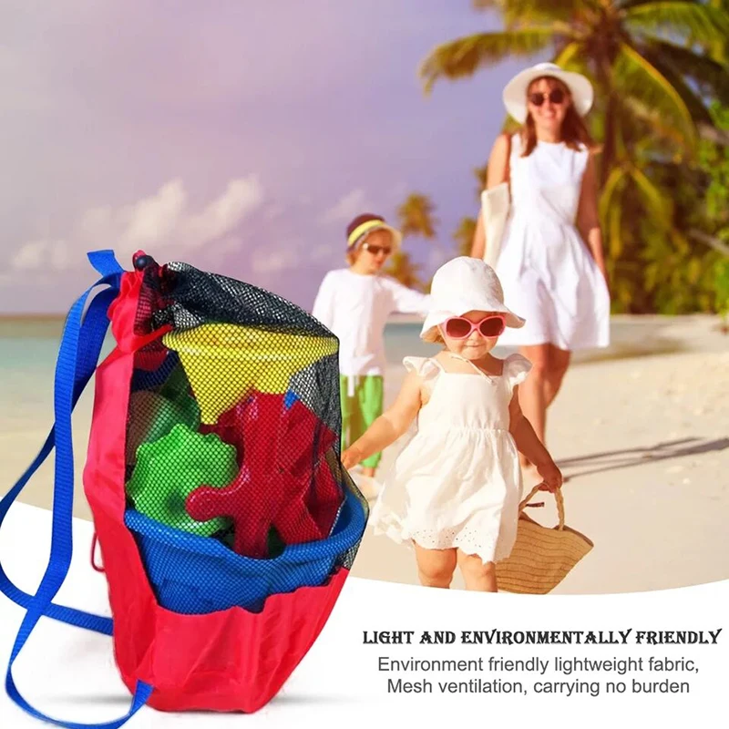 

Marine Storage Storage Bag Portable Large Mesh Bag Baby Play Sand Digging Hourglass Shovel Bathroom Clothes Towel Backpack Mesh