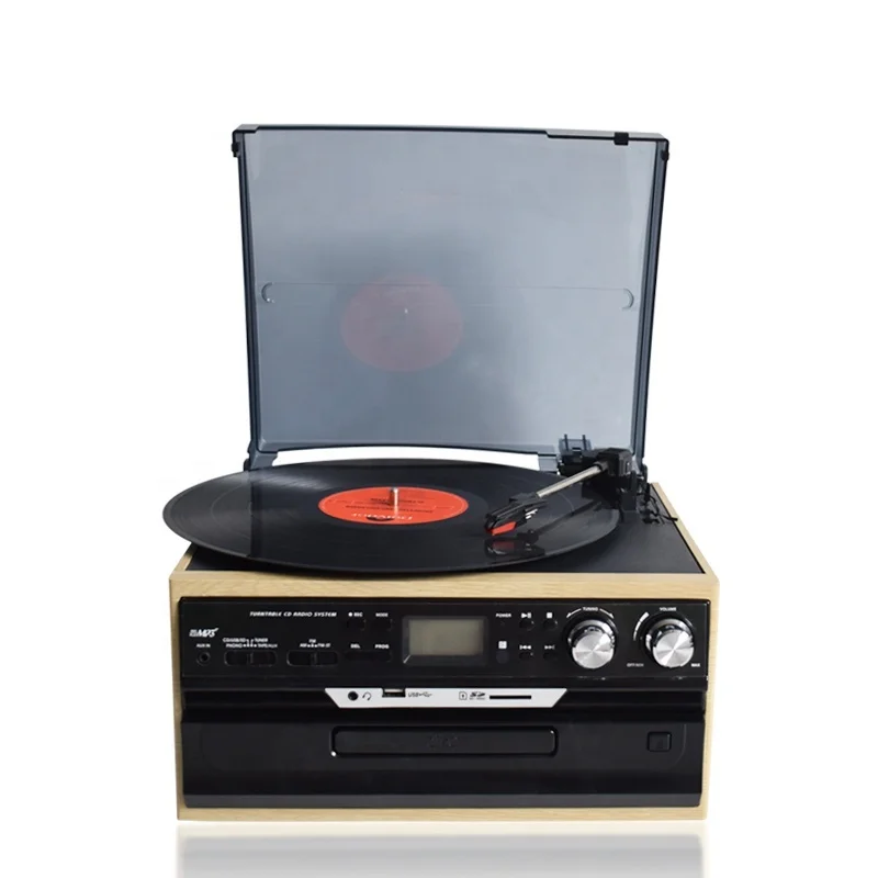 Newest All In One Wireless BT Sd Usb Cd Radio Cassette Music Vinyls Record Player,antique Gramophones For Sale