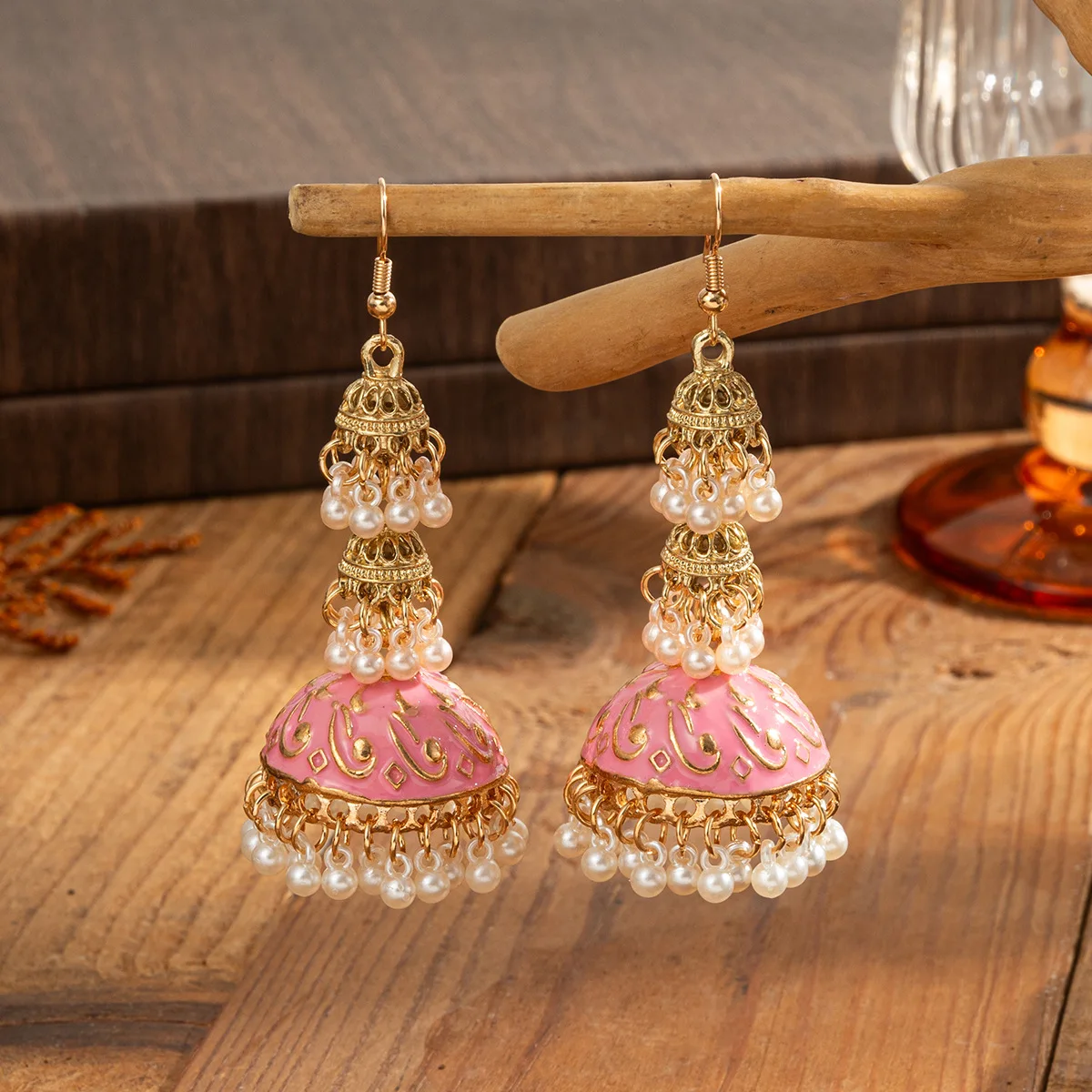 Retro Ethnic Gold Color Jhumka - Indian Wedding Supply ulasan dan harga