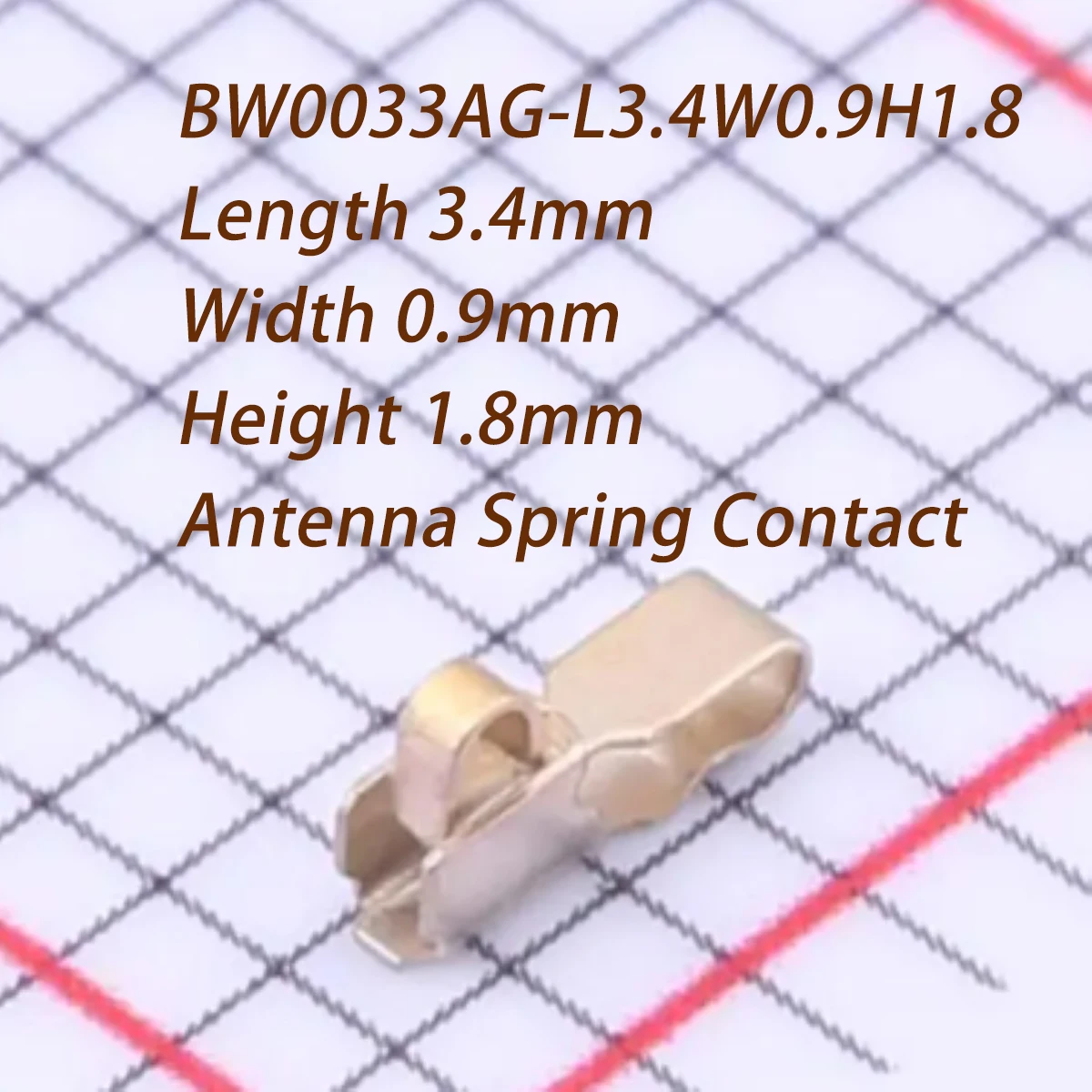 100Pcs Bw0033Ag-L3.4W0.9H1.8 Gold Length 3.4mm Width 0.9mm Height 1.8mm 3.4X0.9X1.8Mm Stainless Steel Sus 301 New Original Smd Antenna Spring Contact
