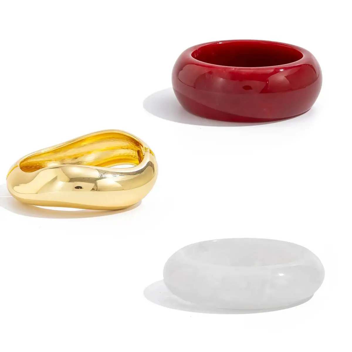 Lacteo 3 أنماط مبالغ فيها الرجعية تكويم الراتنج الاكريليك سميكة الإسورة للنساء الهيب هوب الشرير المعادن الربيع سوار حلية مجوهرات