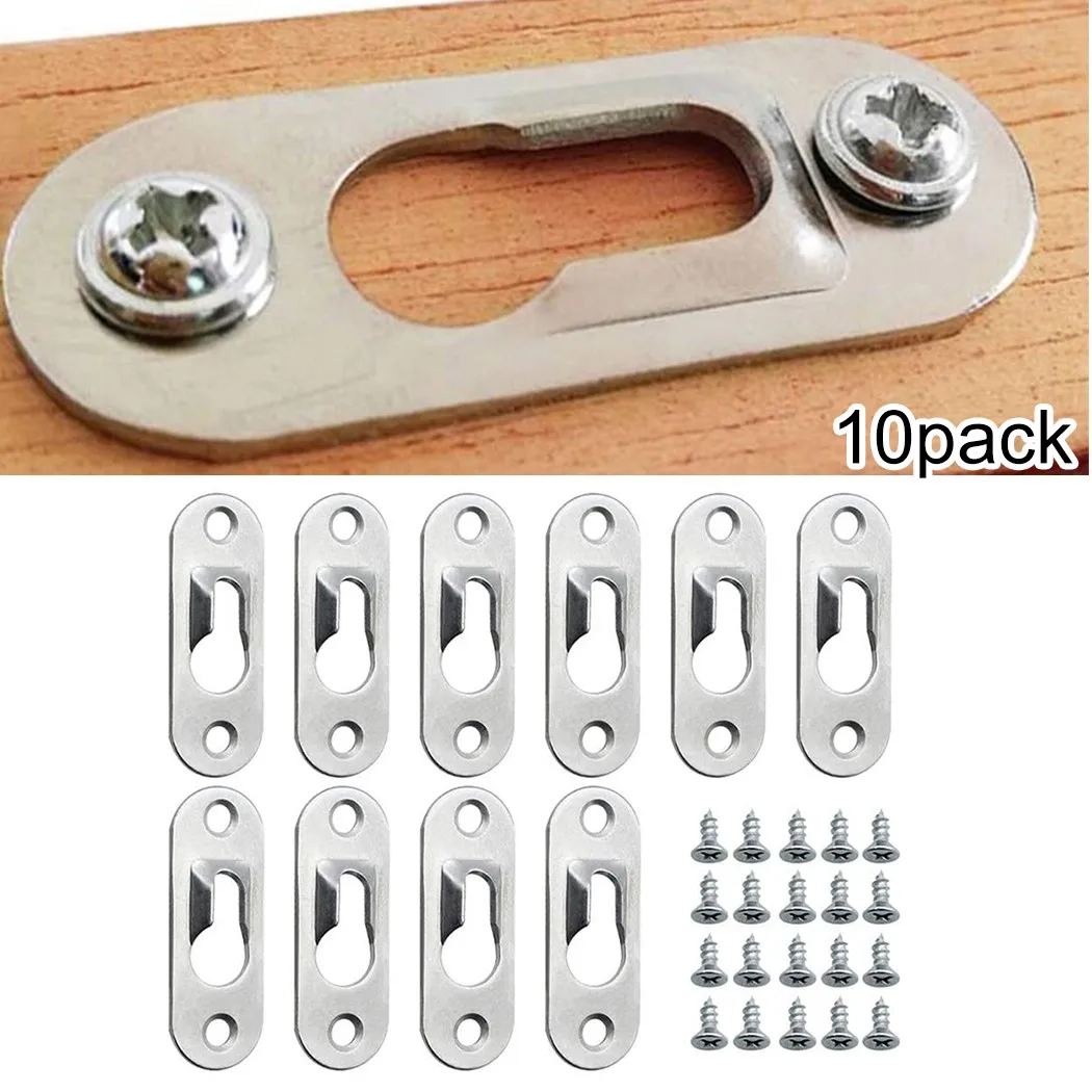 

Practical Keyhole Hanging Bracket Plate for Flush Wall Mounting Mounting Solution for Signs Set of 10 43mm x 16mm
