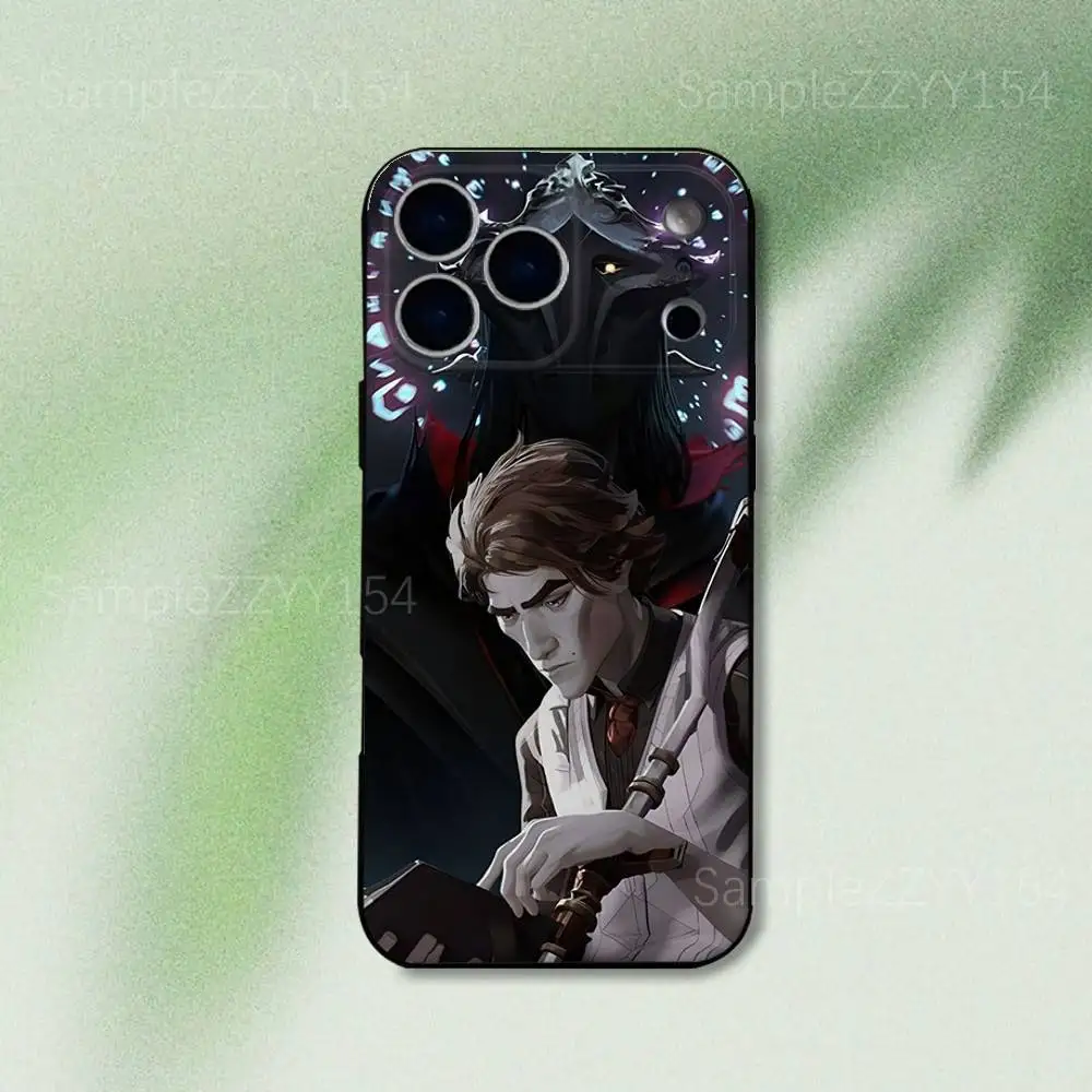 حافظة هاتف A-Arcane-es Viktor لهاتف iPhone 17,16,15,14,13,12,Pro,Max,Plus,E,SE4,Air,Mini Black Soft Funda