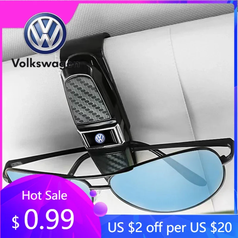 

2026 Hot Emblems For VW Volkswagen Jetta MK5 Golf Car Glasses Clip Sun Visor Eyeglasses Sunglasses Holder Auto Accessorie For Vo