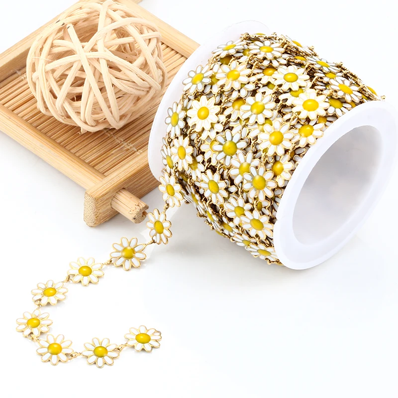 

Stainless Steel 10mm Sun Flowers Chains for Needlework DIY Necklaces Bracelet Accessories Jewelry Making Finding Supplies