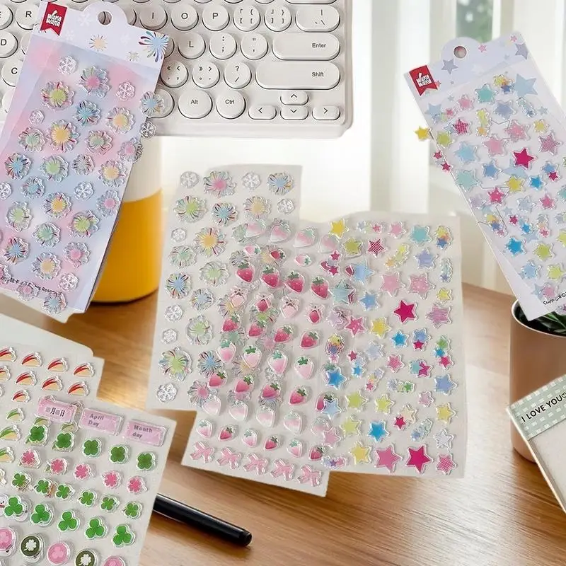 

1 лист 3D декоративные наклейки мультфильм клевер клубника снежинка водостойкие наклейки для журналов для чехлов для телефонов DIY ремесленные принадлежности