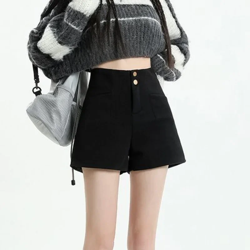 S-3XL 반바지 여성 우아한 캐주얼 하이 웨이스트 올 매치 여름 데일리 블랙 한국 패션 스타일 Hot Girls streetwear Design Cozy