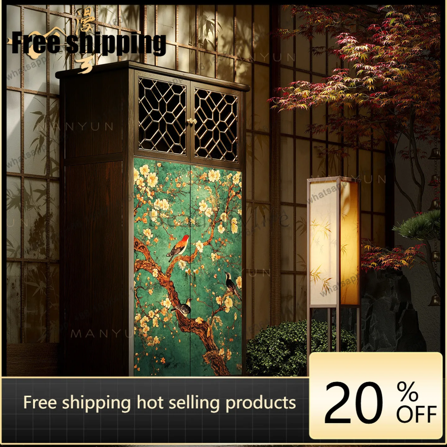 XX. Song Dynasty aesthetic solid wood wardrobe flower and bird carved locker