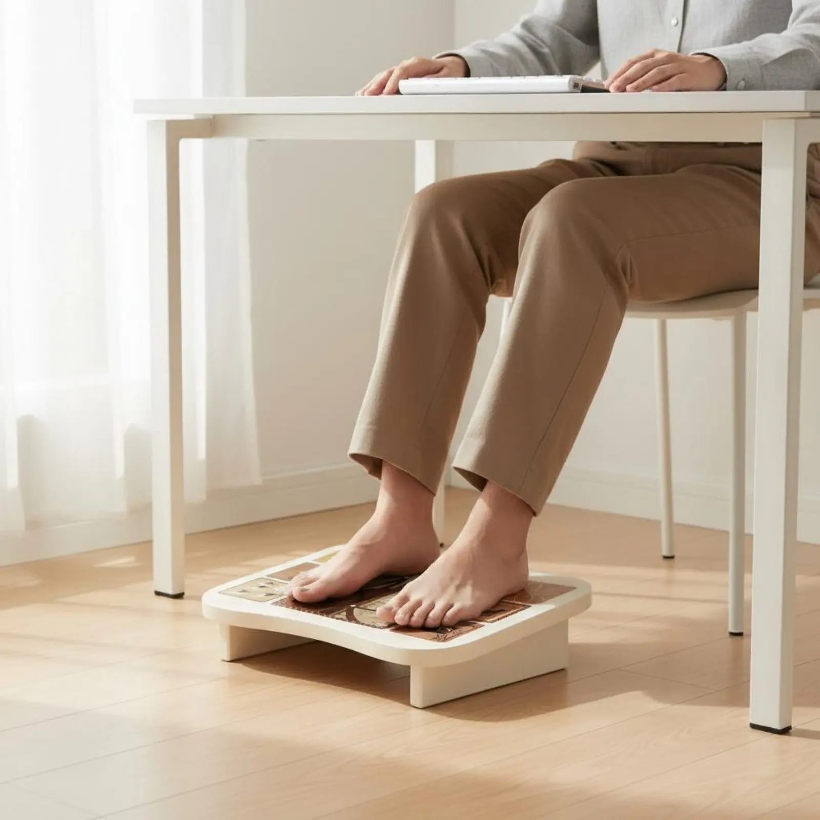 Image 4: Repose-pieds ergonomique sous le bureau, repose-jambes, tabouret gain de place, confort à domicile, facile à nettoyer