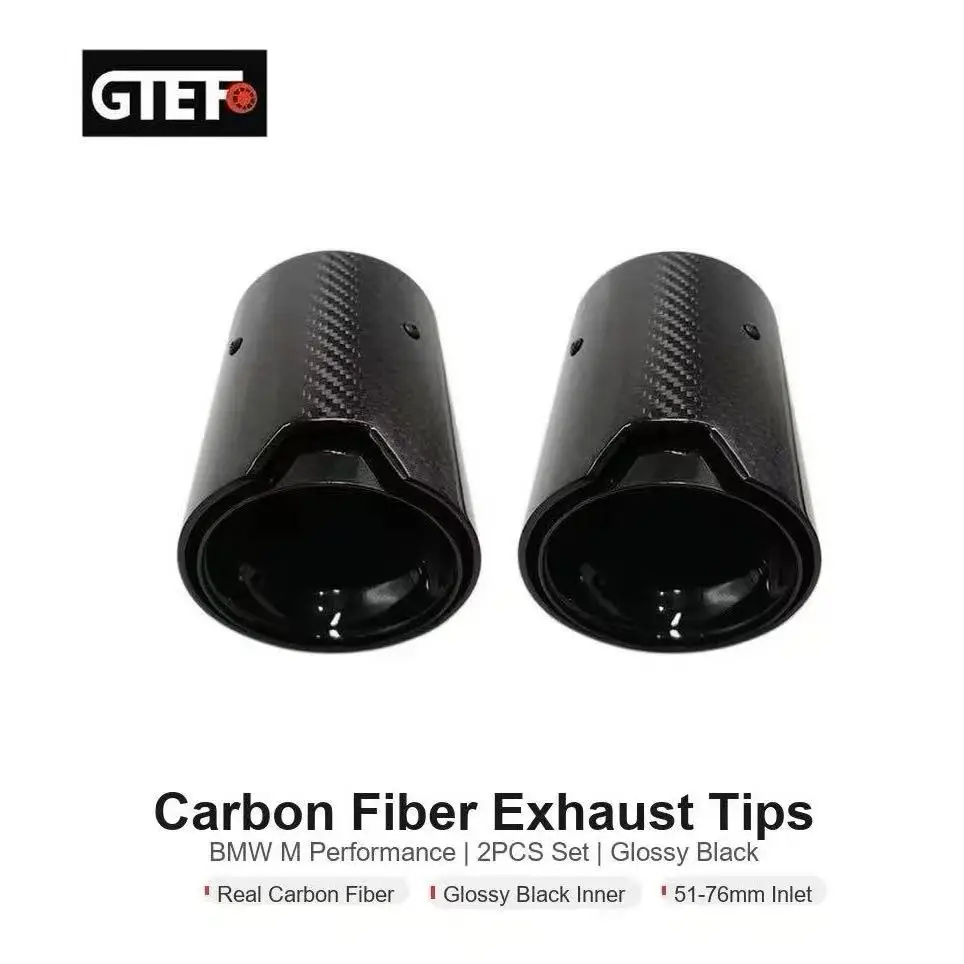 GTEFO Car Exhaust Carbon Fiber Tips  M Performance 2PCS Muffler Tailpipe for BMW F30 F32 F33 F36 M335i M340i M435i M440i