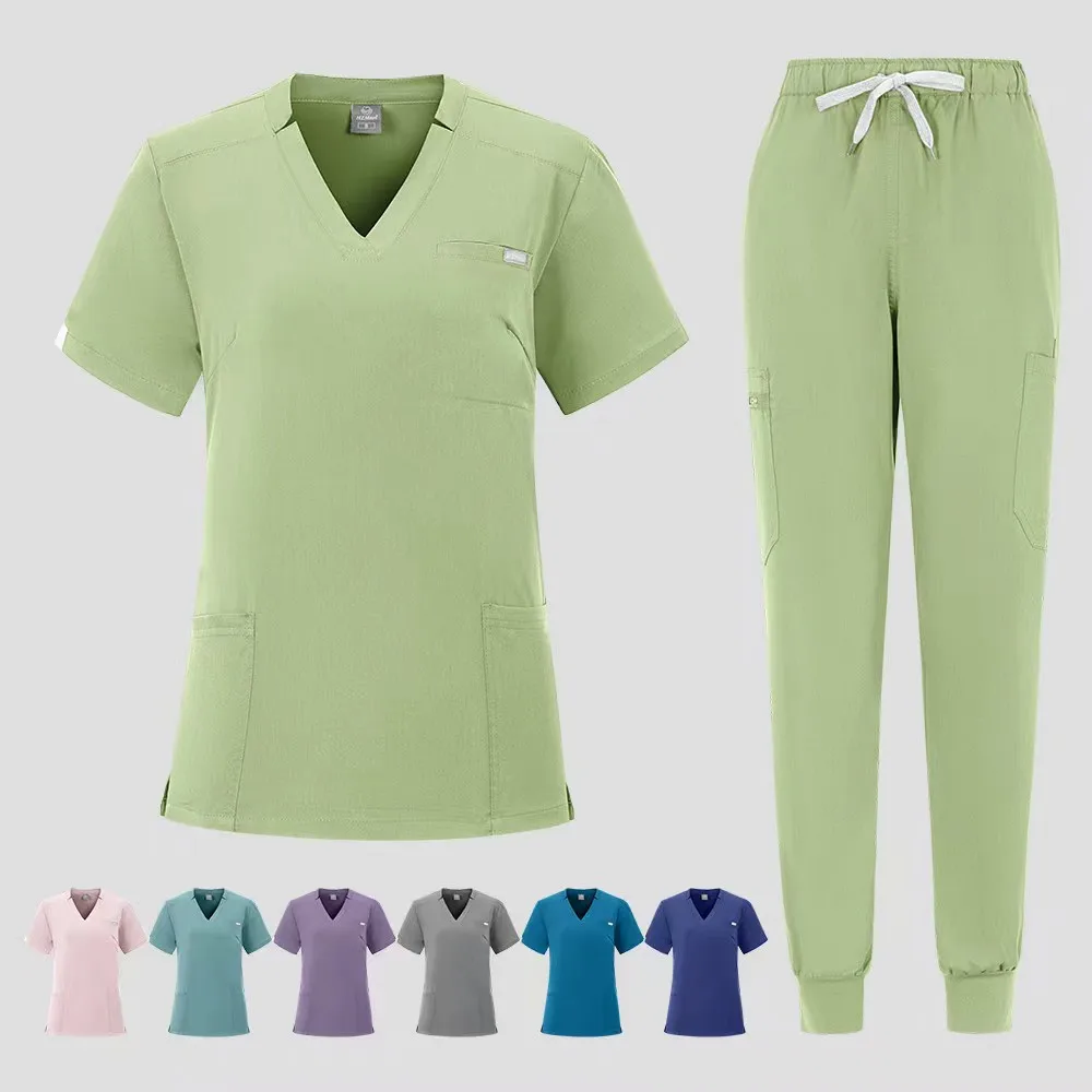 Mulheres Manga Curta Fato Médico, Uniforme de Enfermeira, Fato Médico, Uniforme Hospitalar, Enfermagem, Spa, Elegante Uniformes Femininos