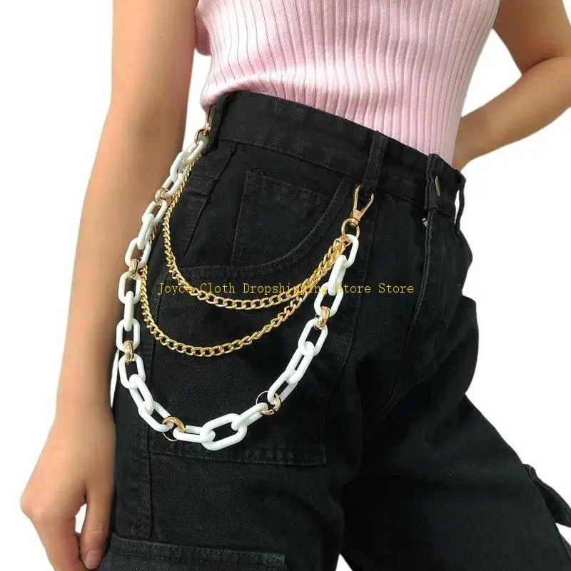 الهيب هوب السراويل الجينز سلاسل الشرير السراويل سلاسل السائق الثقيلة سميكة محفظة جيب سلاسل المفاتيح مجوهرات للجسم للفتيات 10CD
