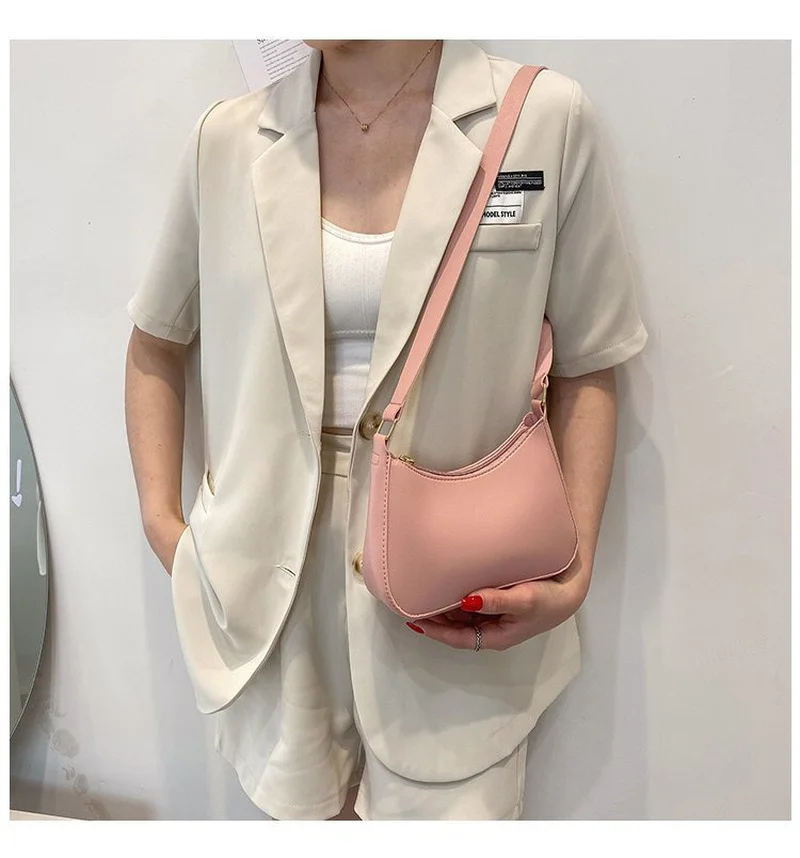 Women\'s Fashion Handbags Retro Solid Color PU Leather Shoulder Underarm Bag Casual Women Hobos Handbags bolsas femininas