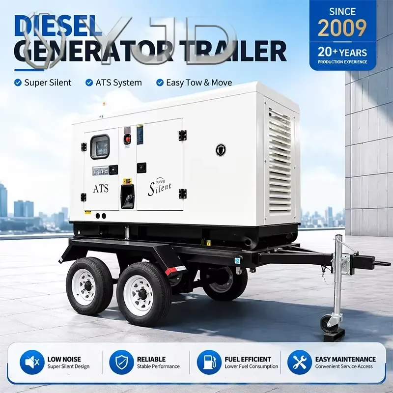 150kVA Three-phase Four-wire Trailer Mounted Diesel Generator Set ATS Mobile Silent Soundproof Type 1500rpm Industrial Grade