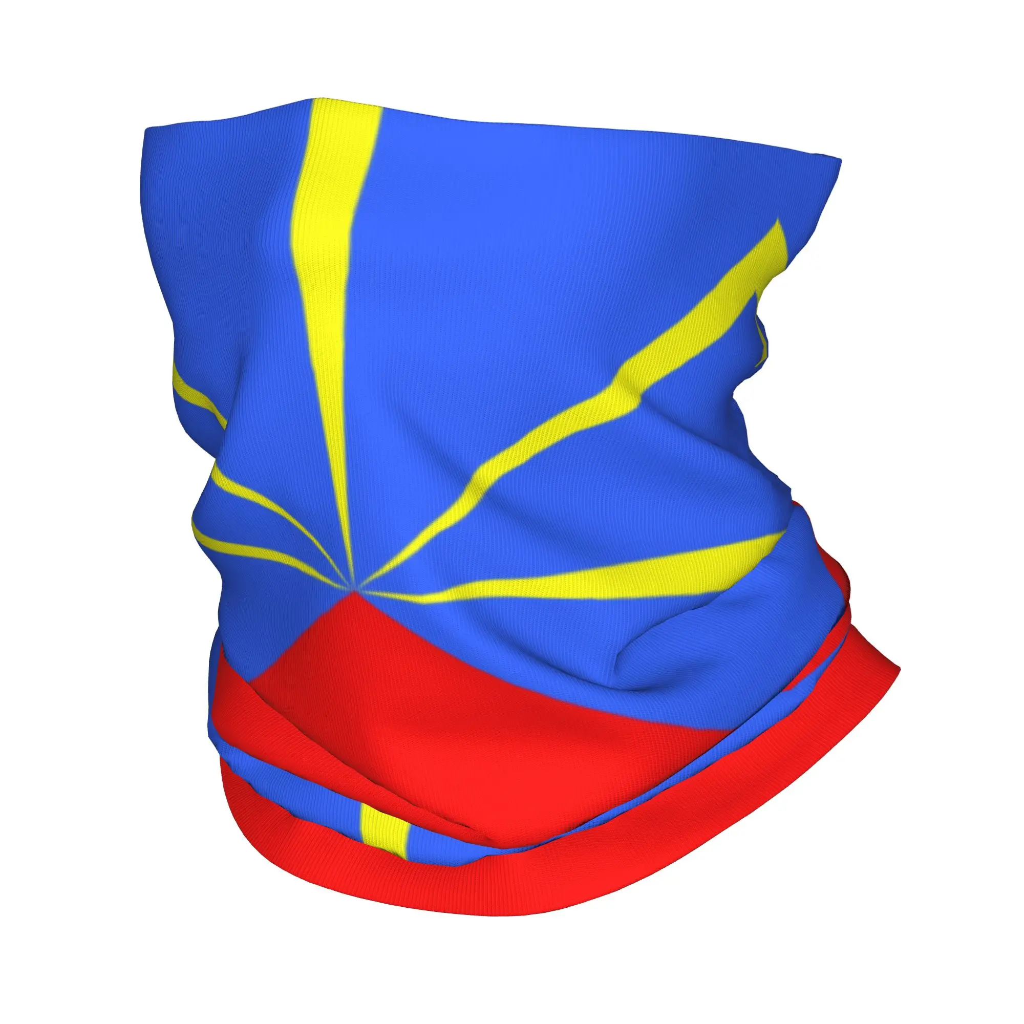 

Custom 974 Reunion Island Flag Bandana Winter Neck Warmer Men Windproof Wrap Face Scarf for Ski Reunionese Proud Gaiter Headband