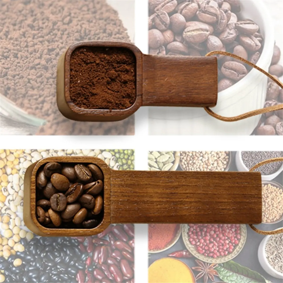 N14R Top Coffee Spoon Measuring Spoon. Wooden Spoon Cooking and Stirring Tool Kitchen Measuring Utensils for Tea, Flour and Soup