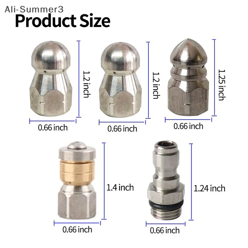 فوهة نفاثة المجاري الصغيرة مع مجموعة أطراف فوهة تنظيف الصرف السريع 1/4 بوصة لخرطوم نفاث الصرف