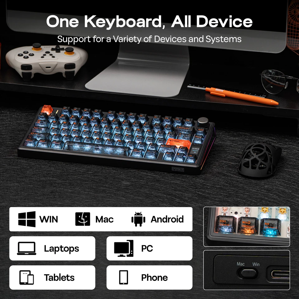 EPOMAKER TH80 V2 PRO 75% メカニカルキーボード 2.4G/Bluetooth USB
