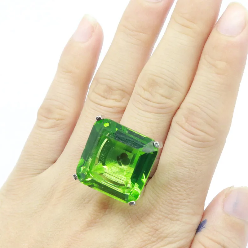 

13.5g Real 925 Solid Sterling Silver Rings Customized Big Gemstone Mens Orange Spessartine Garnet Topaz Green Tsavorite Garnet