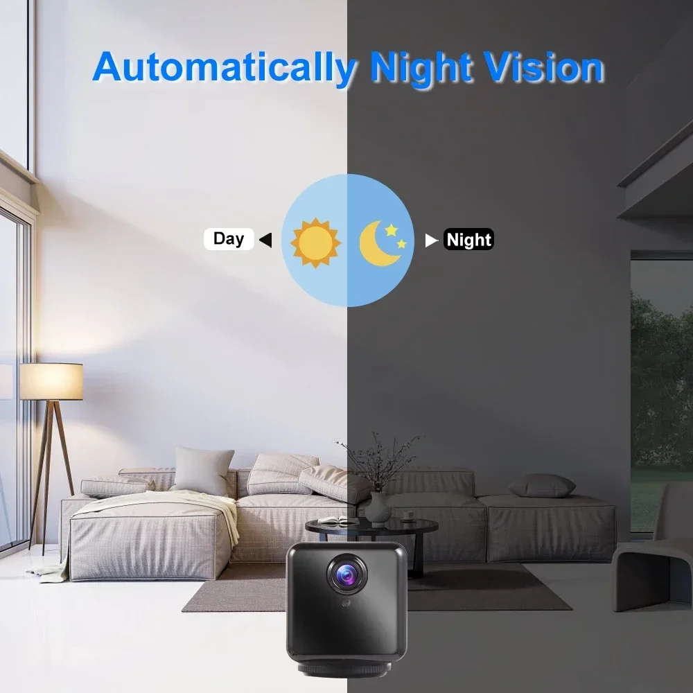 FUGEZA New Smart Mini Camera 1080P HD Night Vision Indoor 150° Angle Wifi Cam Security Remote Viewing Support Lower Power Mode