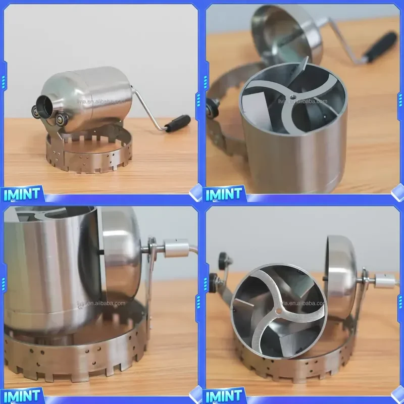 304 Stainless Steel Coffee Roaster HeavyDuty Manual Coffee Roasting Machine for Home&Commercial Use Stable Heating Even