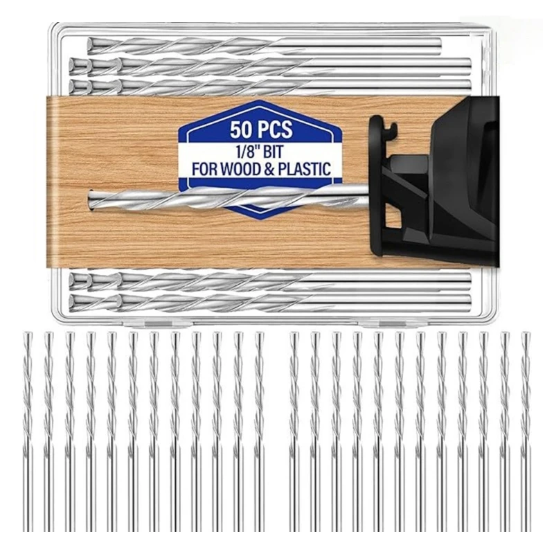 Durability 50Pcs 1/8Inch and Plastic Drill Bits,High Speed Steel for Precise Cutting Durability and Robustness