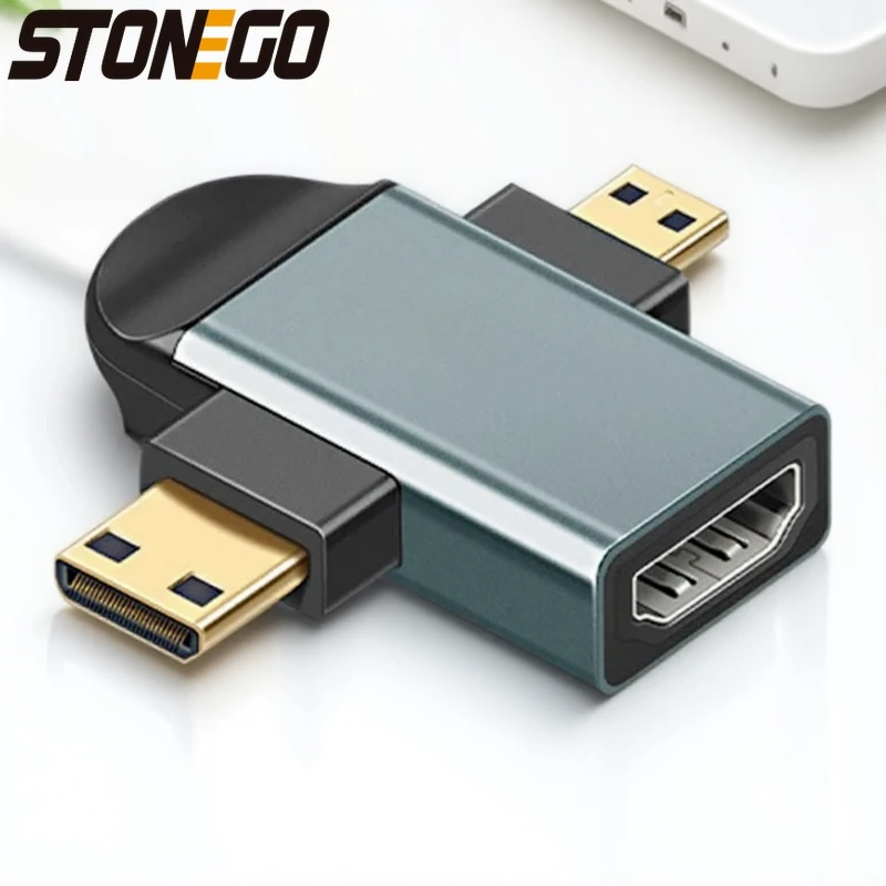 4K 60 هرتز سبائك الألومنيوم HD محول 2 في 1 المحمولة مايكرو وصغير إلى HD محول ل كاميرا الكمبيوتر المحمول العارض الهاتف HDTV #1