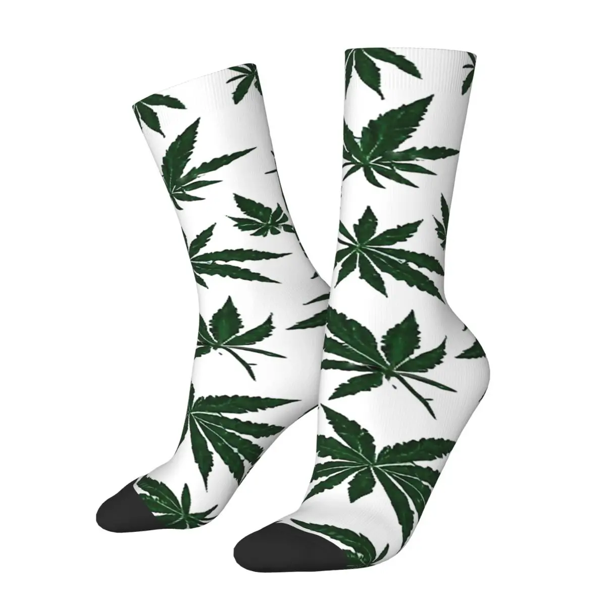 Crazy Sock for Men Pattern With Leaves And Coconuts In Past Hip Hop Harajuku Weed Leaf Quality Boys Crew compression Sock Casual