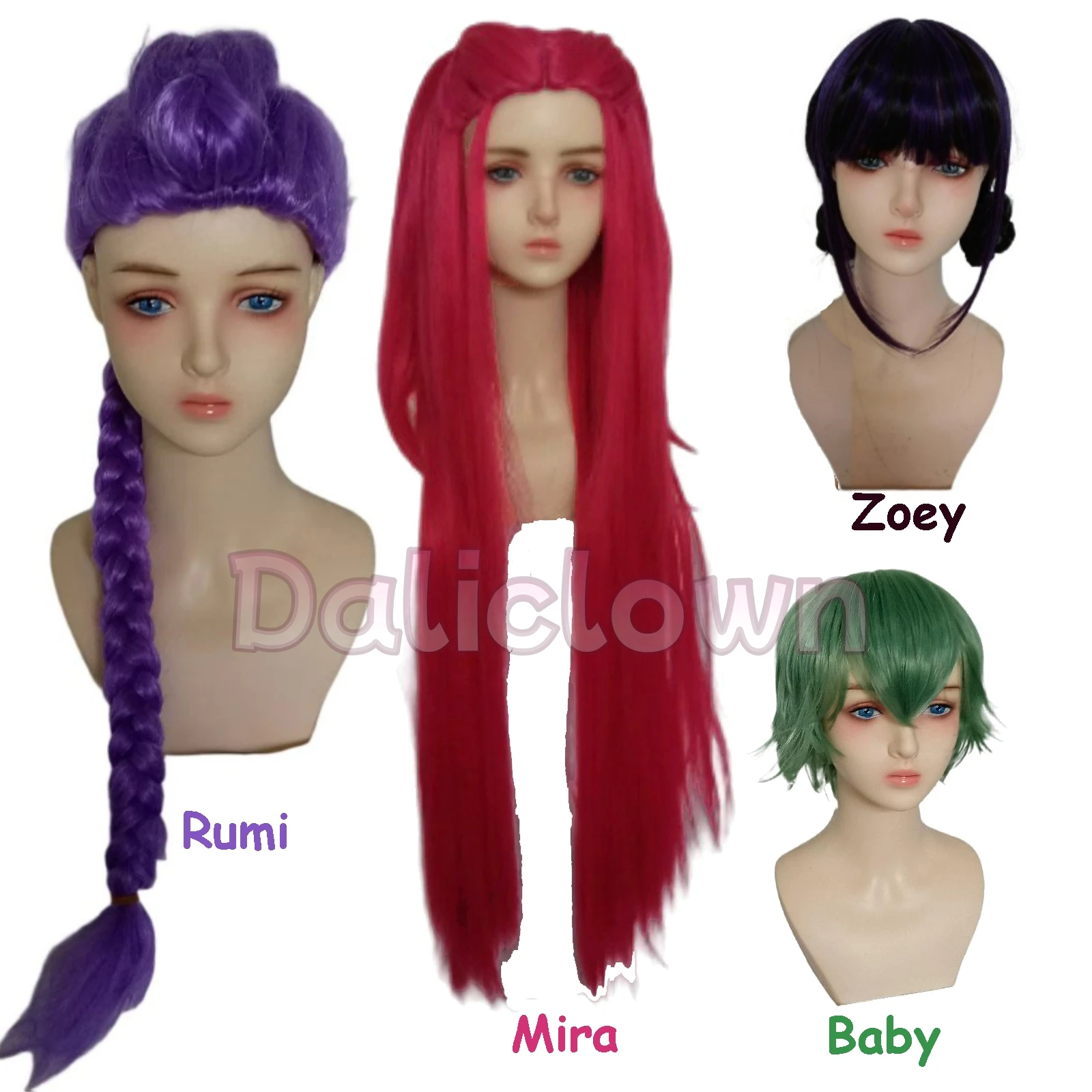 

Kpop Demon Hunters парик детский Rumi Mira Zoey Saja детский парик для мальчиков синтетические волосы для девочек косплей костюм на Хэллоуин реквизит