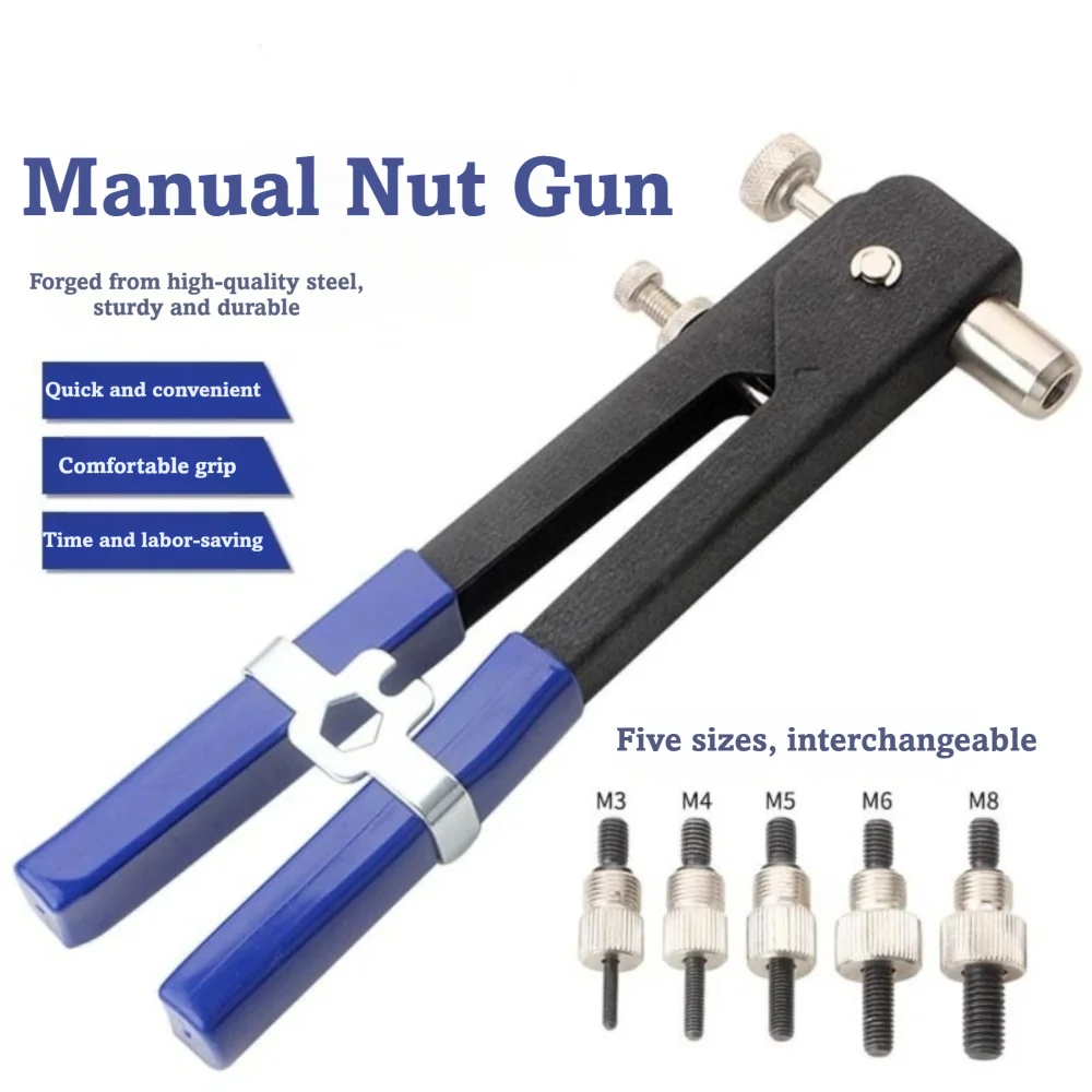 Professional 150PCS Rivet Nut Kit Flathead Plier M3-M8 Repair Tools Rivet Nut Gun Stainless Steel Rivet Nuts Repair Tools